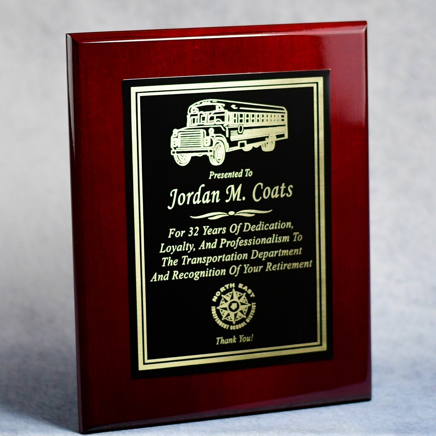 Rosewood Piano Finish Plaque With Plate