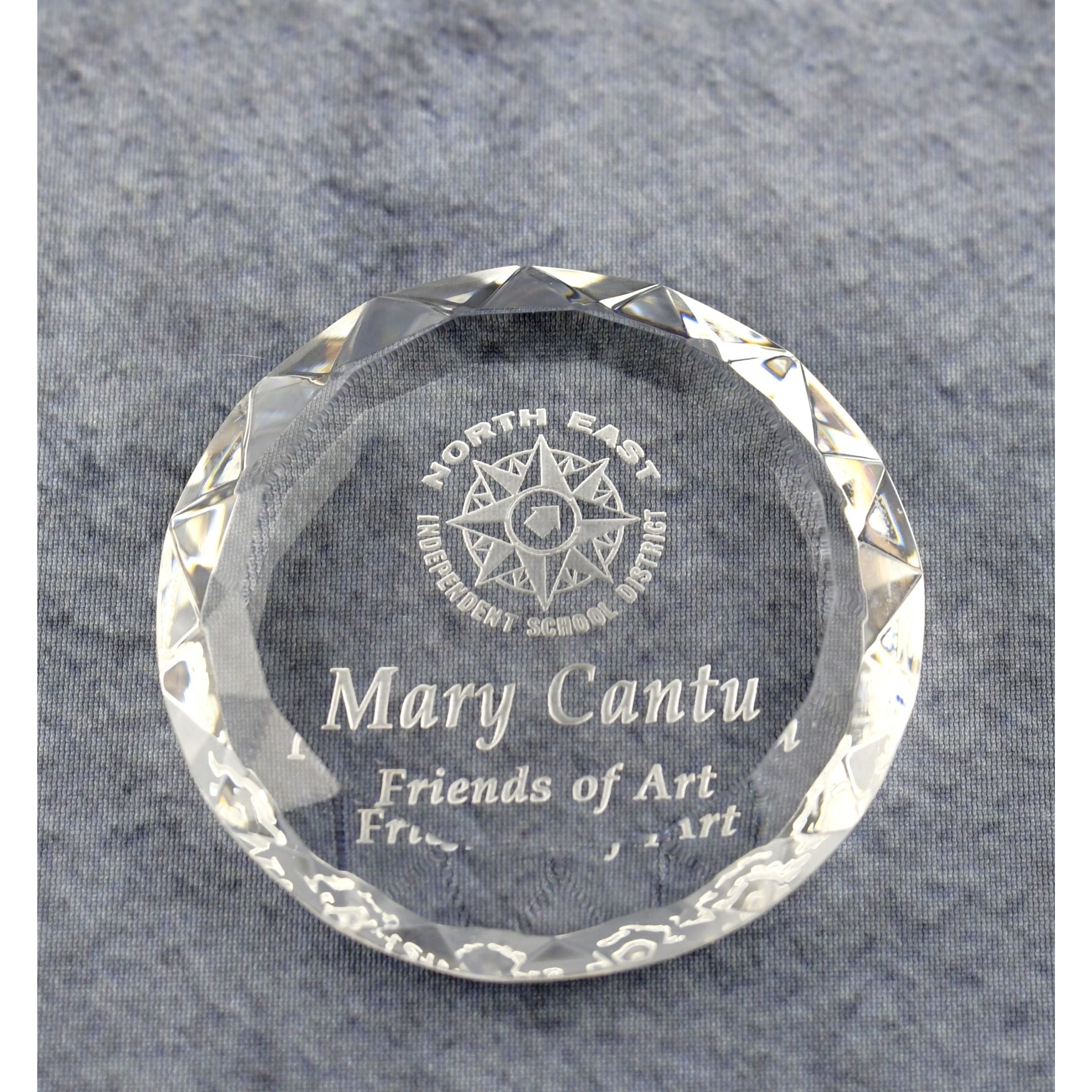 Crystal Round Multi-Faceted Paperweight