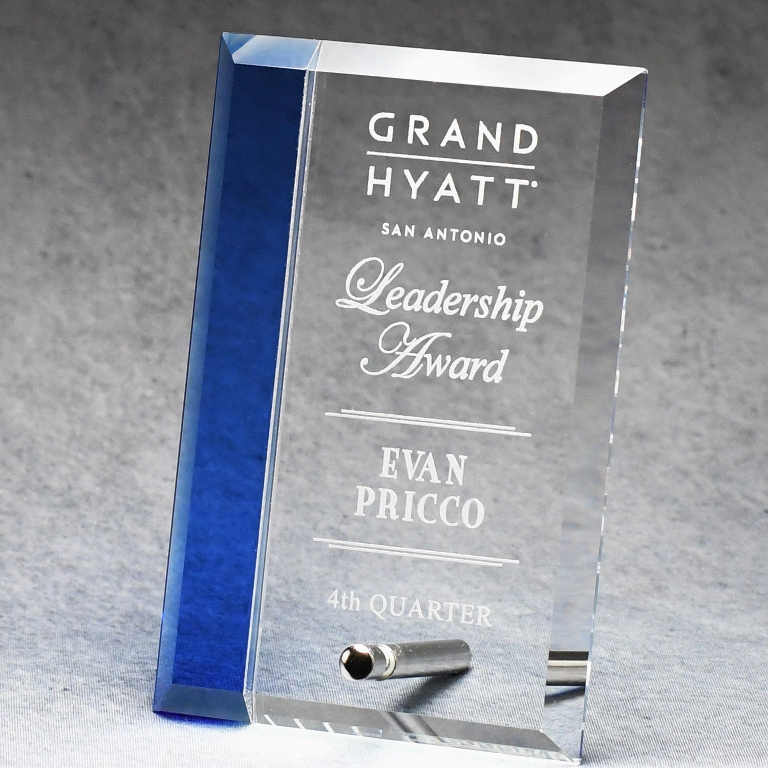 Economy Glass Plaque With Blue Accent