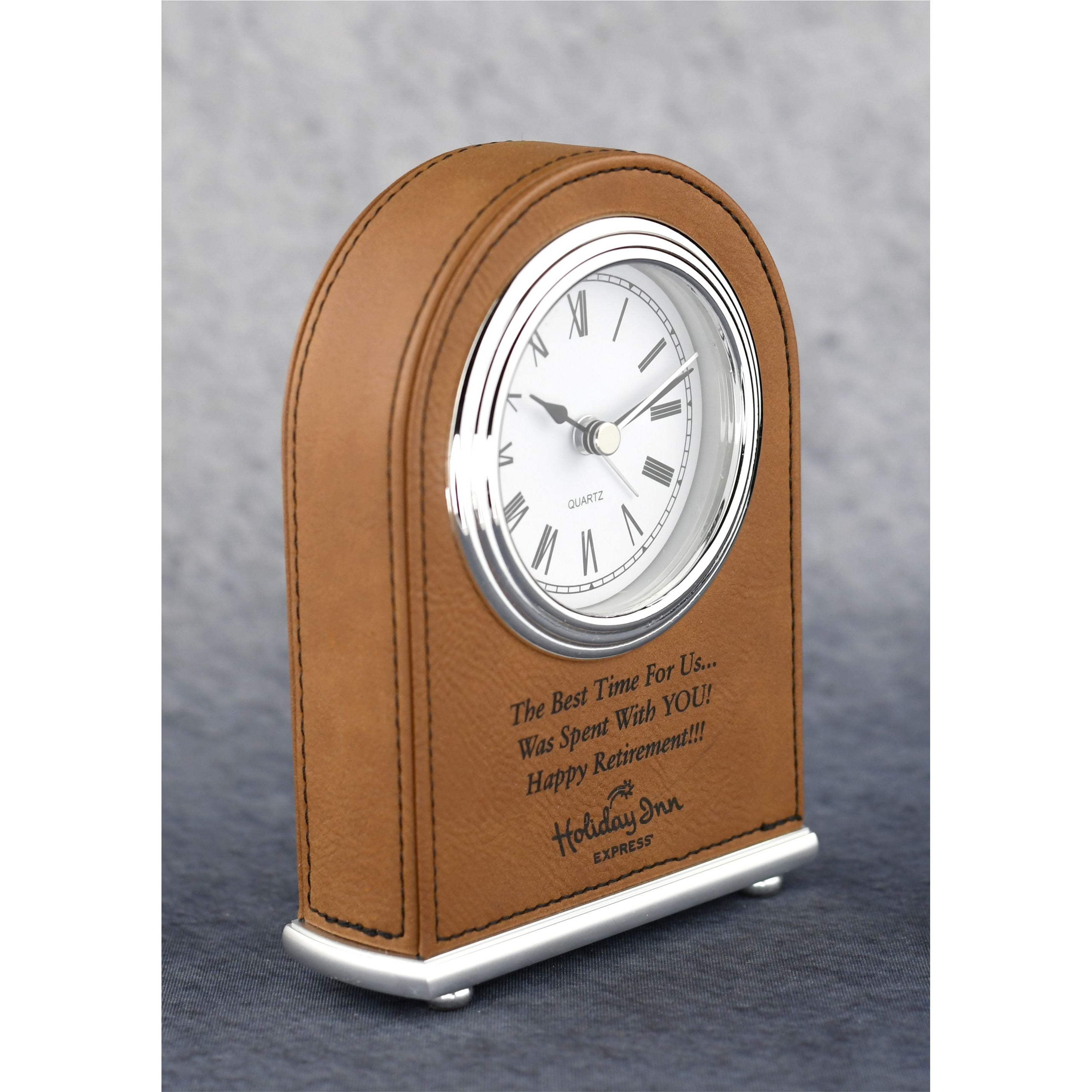 Laserable Leatherette Arch Desk Clock
